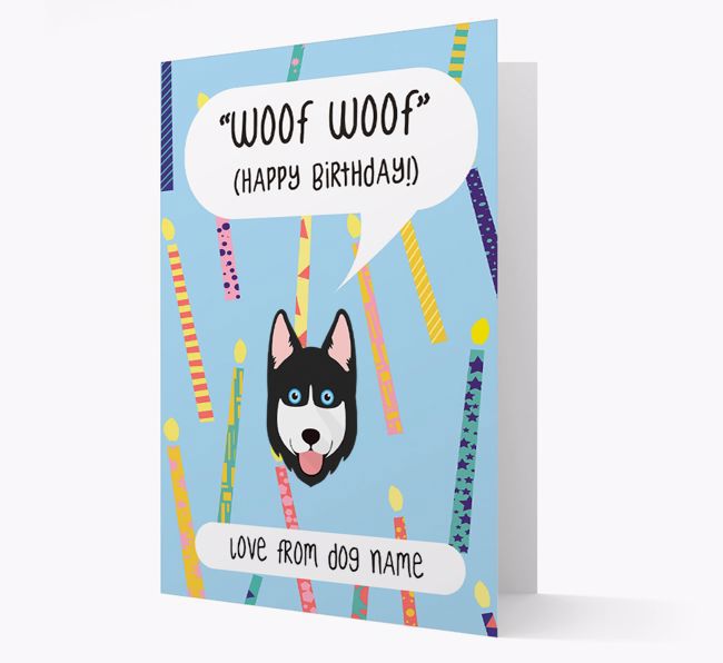 Personalised 'Woof Woof' Birthday Card with {breedFullName} Icon